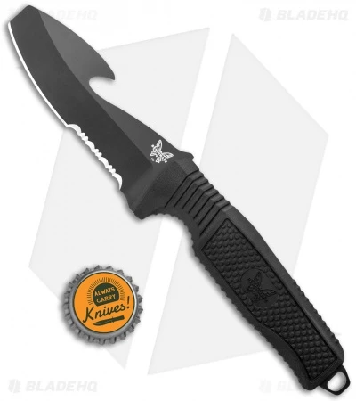 Benchmade H2O Fixed Blade Dive Knife Black Santoprene (3.5" Black Serr) - Image 5