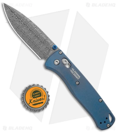 Benchmade Bugout AXIS Lock Knife Blue Titanium (3.2" Damasteel) 535-2204 - Image 4