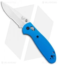 Benchmade Mini Griptilian AXIS Lock Knife Blue (2.91" Satin Serr) 556S-BLU-S30V