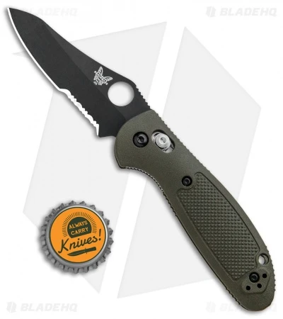 Benchmade Mini Griptilian AXIS Lock Knife Olive Drab (2.91" Serr) 555SBKOD-S30V - Image 4
