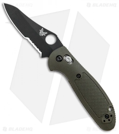Benchmade Mini Griptilian AXIS Lock Knife Olive Drab (2.91" Serr) 555SBKOD-S30V