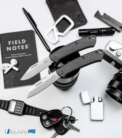 Benchmade Proper Clip Point Slip Joint Knife Carbon Fiber/FDE (2.8" SW) 318-2 - Image 6