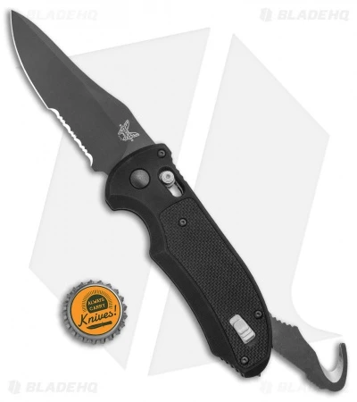 Benchmade Triage AXIS Lock Automatic Knife (3.58" Black Serr) 9170SBK - Image 5